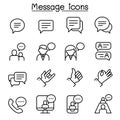 Message, Chat, discussion icon set in thin line style Royalty Free Stock Photo