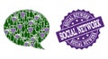 Message Cloud Collage of Wine Bottles and Grape and Grunge Stamp