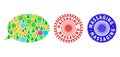 Massaging Scratched Seal Stamps and Message Cloud Collage of Christmas Symbols