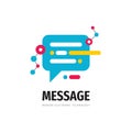 Message concept logo design. Social media logo sign. Speech bubble talk logo. Modern electronic technology logo symbol. Royalty Free Stock Photo