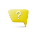 Message 3d talk speech balloon. Thinking bubble with question mark. Comment or chat text icon. Vector dialog cloud