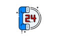 24 Hours Support Isolated Vector Illustration which can be easily Download Royalty Free Stock Photo