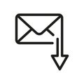 Message or e-mail download icon. Email down arrow vector illustration