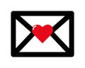 Message envelope mail icon with Red heart isolated on white background vector. Email box. Envelope letter icon mail with a heart Royalty Free Stock Photo