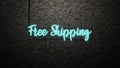 The message Free Shipping neon light on Brick wall bcakground Royalty Free Stock Photo