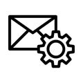 Message gear vector thin line icon