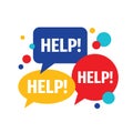 Message help poster vector illustration. Speech bubbles concept banner. Business solution. Dialogue chat consulting. Royalty Free Stock Photo