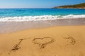 Message i love you on sand beach Royalty Free Stock Photo