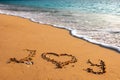 Message i love you on sand beach Royalty Free Stock Photo