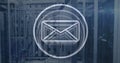 Message icon and data processing against computer server room Royalty Free Stock Photo