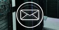 Message icon and data processing against computer server room Royalty Free Stock Photo