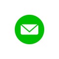 Message icon, email, letter sign, white on white-green background. Vector flat illustration. Royalty Free Stock Photo