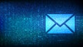 Message icon made with binary code. Email. Mail Communication. Online chat. Global networking. Digital binary data and streaming Royalty Free Stock Photo