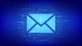 Message icon made with binary code. Email. Mail Communication. Online chat. Global networking. Digital binary data and streaming Royalty Free Stock Photo