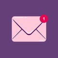 Mail message icon, new letter simple flat design symbol, vector illustration.