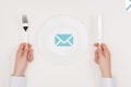 message icon on plate Royalty Free Stock Photo