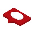 Message icon on a red pin in an isometric style Royalty Free Stock Photo