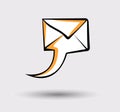 Message icon transformed in speech bubble. Pop art style sign. Mail, post letter, delivery service or e-mail concept. Royalty Free Stock Photo