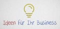 Message `ideas for your business` in German with light bulb icon Royalty Free Stock Photo