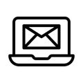 Message laptop vector thin line icon Royalty Free Stock Photo