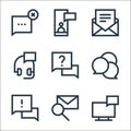 message line icons. linear set. quality vector line set such as message, search, message, conversation, question, customer support