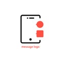 Message logo with outline phone Royalty Free Stock Photo