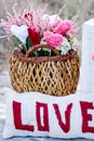 Message of love by needlework text Royalty Free Stock Photo