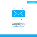 Message, Mail, Email Blue Solid Logo Template. Place for Tagline