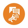 Message, marketing, advertising icon. Orange vector