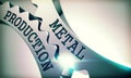 Metal Production - Mechanism of Shiny Metal Gears . 3D .