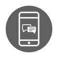 Message, mobile, chat, comment, feedback icon. Gray vector sketch.