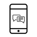 Message, mobile, chat, comment, feedback outline icon. Line art sketch. Royalty Free Stock Photo
