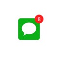 Message notification alert icon. Bell mobile bubble new message symbol