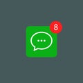 Message notification alert icon. Bell mobile bubble new message symbol