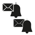 Message notification bell icon. Vector illustration. EPS 10. Royalty Free Stock Photo