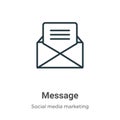 Message outline vector icon. Thin line black message icon, flat vector simple element illustration from editable social media Royalty Free Stock Photo