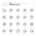 Message outline vector icons. Chat, Dialogue, Text, Social. Perfect pixel.