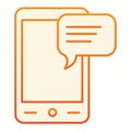 Message on phone flat icon. Sms and smartphone orange icons in trendy flat style. Chat gradient style design, designed