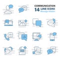 Message relation line universal icons set for web and mobile design