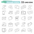 Message relation line universal icons set for web and mobile design