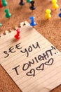 Message or reminder board with see you tonight note Royalty Free Stock Photo