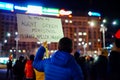 Message from romanian protest in Bucharest, Romania Royalty Free Stock Photo