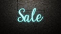 The message Sale neon light on Brick wall bcakground . Royalty Free Stock Photo