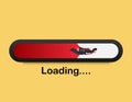 Message showing a loading bar and businessman flying with rocket.Concept business vector illustration