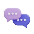 Two 3D Speech Bubbles Intersecting with Dots on a White Background Keywords: chat, speech bubble, message, communication, Royalty Free Stock Photo