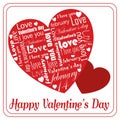 Message of white love on Valentine`s special heart Day