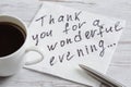 Message written on napkin Royalty Free Stock Photo