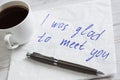 Message written on napkin Royalty Free Stock Photo