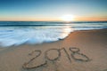 2018 message written in the sand Royalty Free Stock Photo