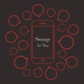 Message for you with red smartphone and speech bubbles Royalty Free Stock Photo